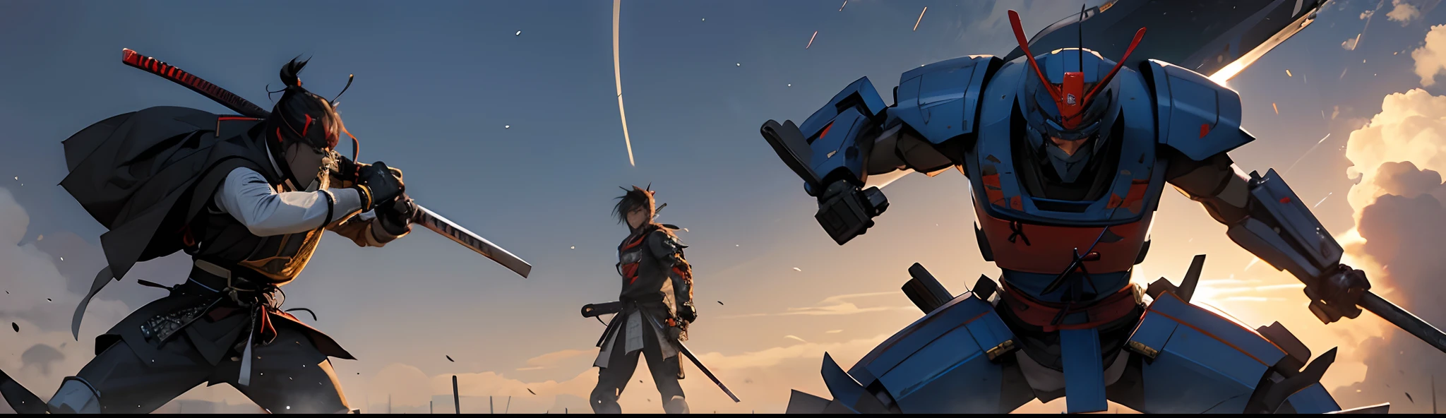 MECHA SAMURAI KATANA FIGHT ROSTROS NITIDOS
