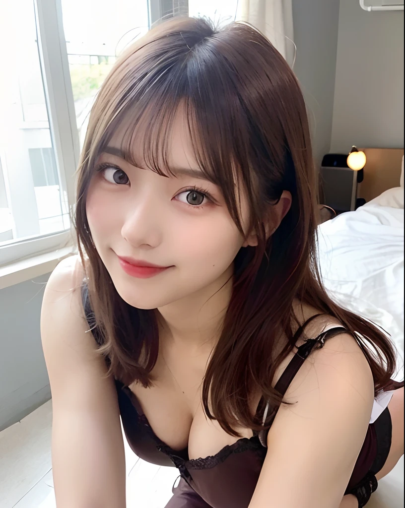((Underwear with see-through)) ,((Best Quality, 8K, masutepiece :1.3)), (full body Esbian), Sharp Focus :1.2, A pretty woman with perfect figure :1.4, Slender Abs :1.2, ((dark brown hair, Big breasts :1.2)), (on the beds:1.1), Highly detailed face and skin texture, Detailed eyes, 二重まぶた ,Lovely smile,Perfect limbs,(with spreading legs),Stick your ass out,((posterior view)),(all-fours)