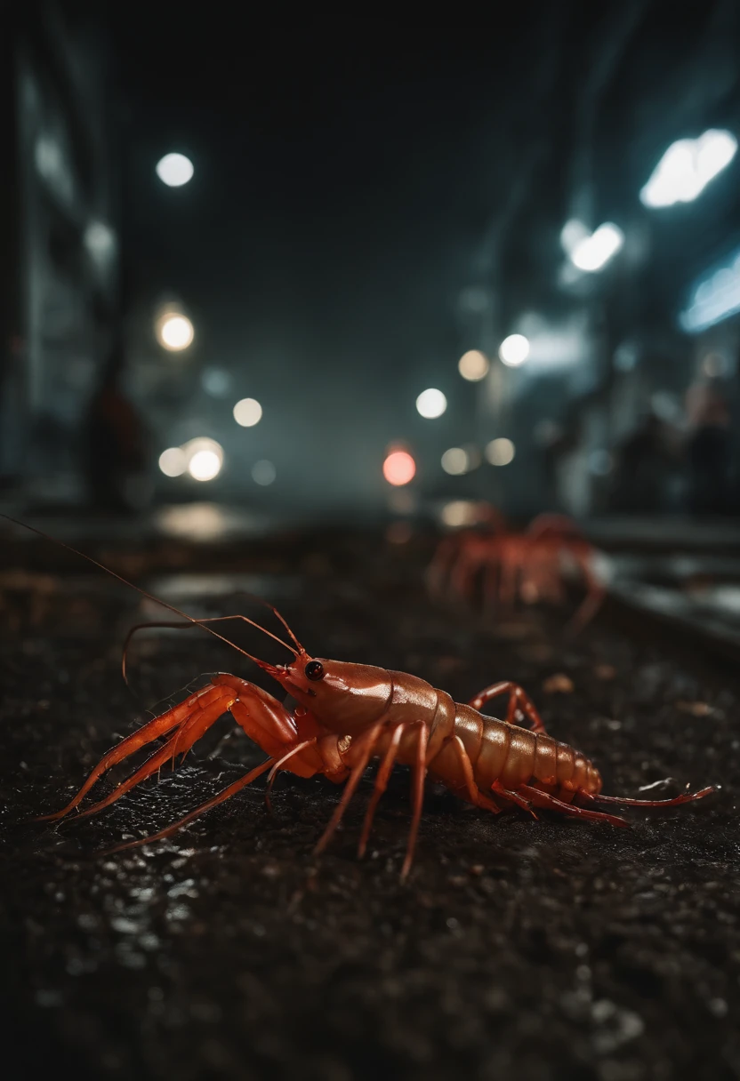 Best quality, Masterpiece, Ultra-high resolution, Super huge and ferocious monster(Sea shrimp),Hidden in thick fog,Realisticstyle,Terrifying atmosphere,Bloody red eyes, Broken streets, Broken cities, The ground is covered with gravel, Billboard for broken octopus carcasses, Japan Invaders, Tokyo Landmark,Desperate doomsday,8K, A cinematic scene, From a top-down perspective (light and shadow effect),(Depth of field effect),(Tyndall),(Light particle tracking),(CG),(Horror movie lighting visuals),(voluminetric lighting),(Bright colors), ((many people))