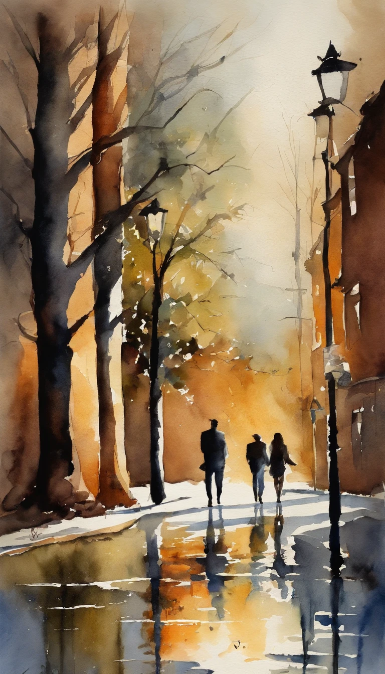 Shadows of men and women、Reflected on the ground