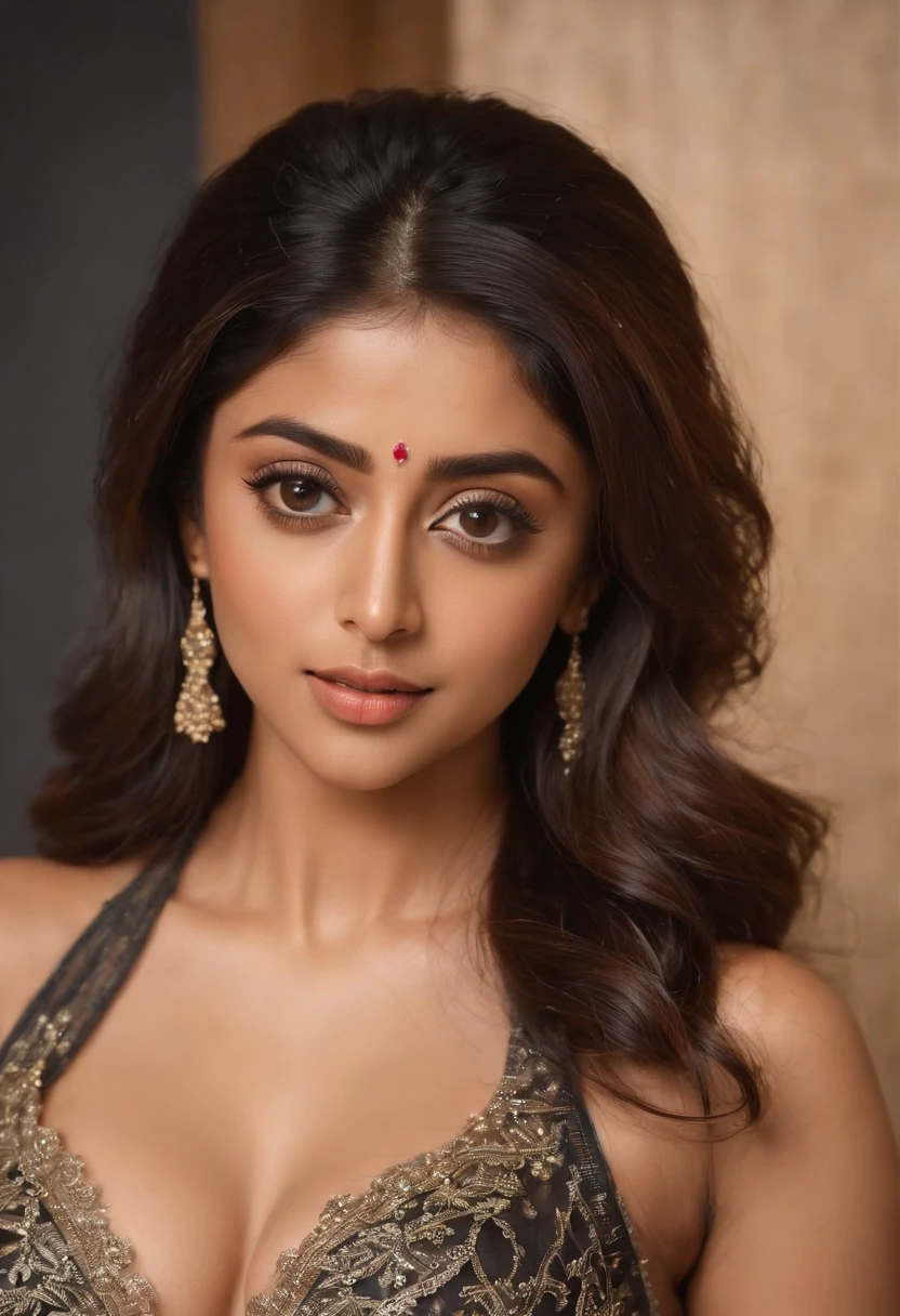 Shriya saran,very transparent clothes),(provocative) (beautiful Puerto Ricanw oman) hair combed up, legs spread (thick) (full body: 1.3), sexy figure, (big boobs: 1.3), (tight sexy lingerie ) ,(masterpiece) (dark skin tone), (best quality) (detailed) (8k) (HDR) (wallpaper), (cinematic lighting) (sharp focus), (intricate)