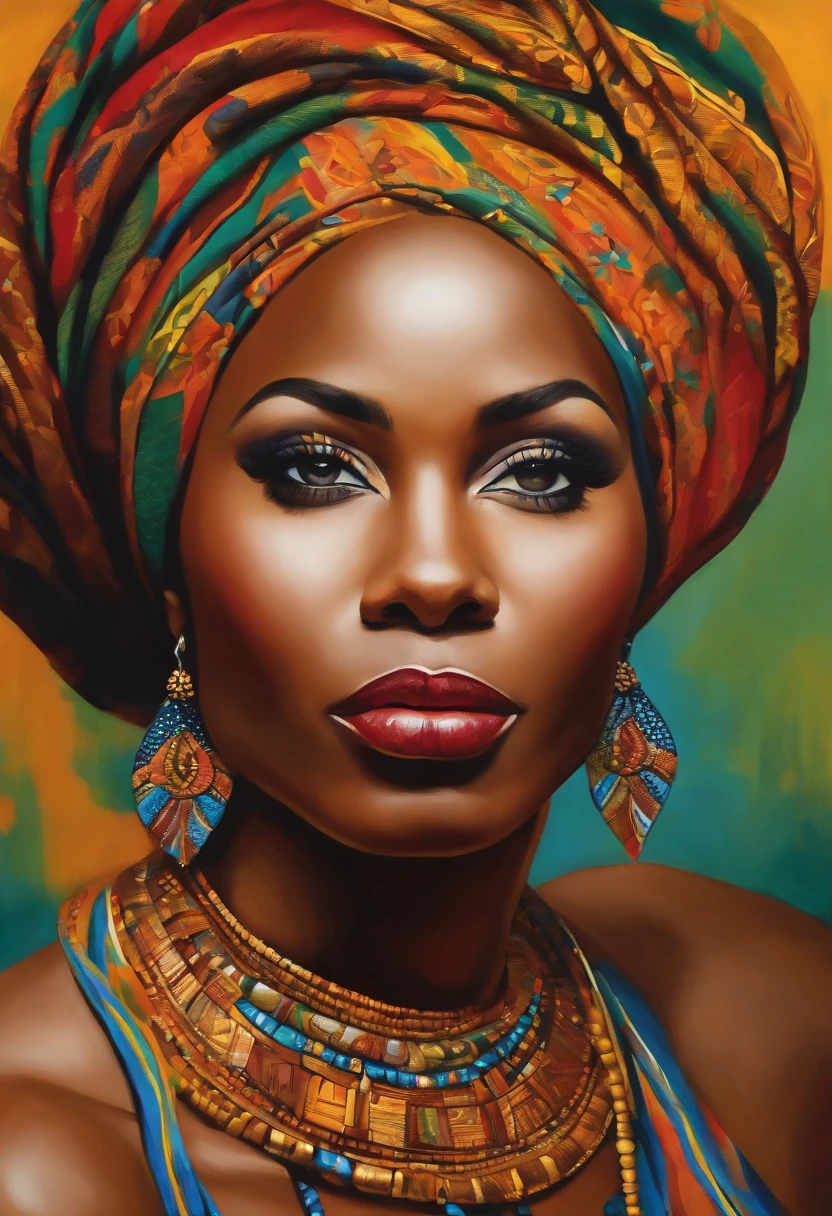 A portrait of a stunning man ,shawt, depicted in vibrant colors and patterns, celebrating her African heritage. The artwork showcases intricate details and bold brushstrokes, capturing the essence of her beauty and radiance. The image is ideal for a contemporary and culturally inspired wall art piece.