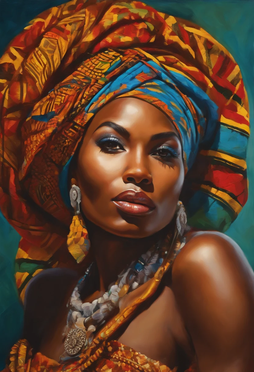 A portrait of a stunning man ,shawt, depicted in vibrant colors and patterns, celebrating her African heritage. The artwork showcases intricate details and bold brushstrokes, capturing the essence of her beauty and radiance. The image is ideal for a contemporary and culturally inspired wall art piece.