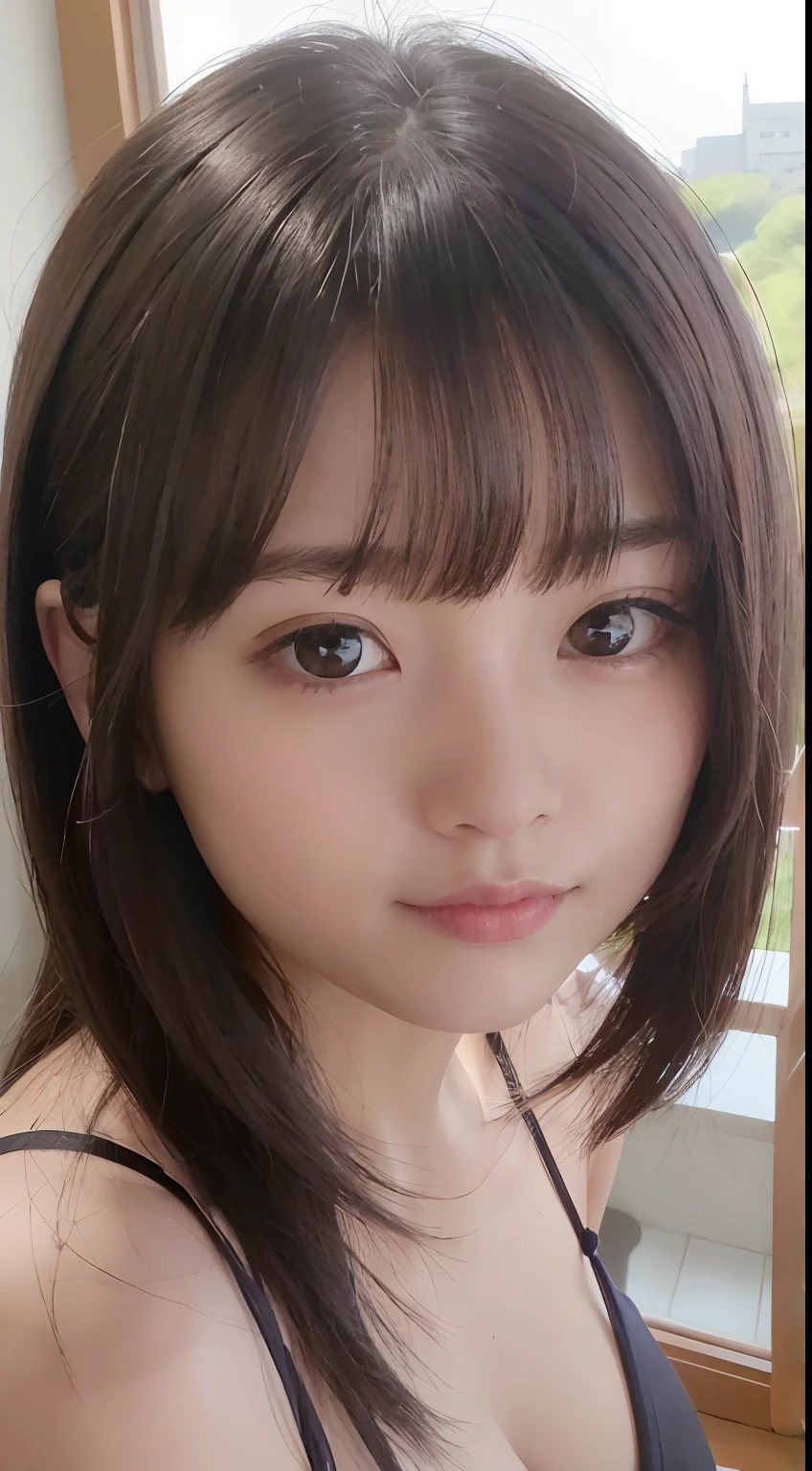 adorable, 1 girl, (face to face), 10 years old, baby face, happy, half body portrait, (face details: 1), (eye details: 1), ((big breasts)). wearing transparent white long shirt, hijab, .. Cute posed. proportional body. Ultra High Res. realistic: 1.4, UHD, floral pattern