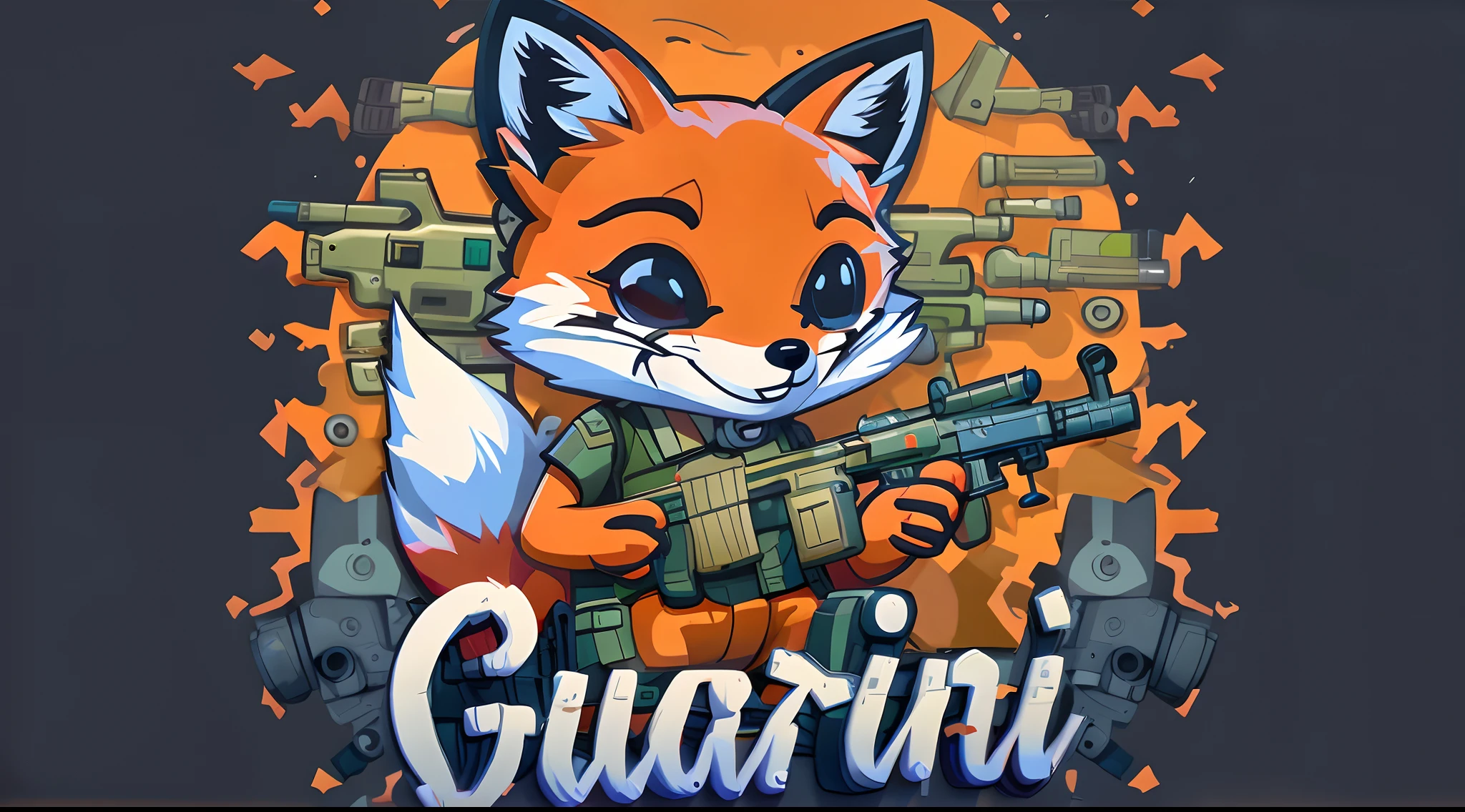 A cartoon fox with a gun and a gun in his hand, arte oficial, Fursona, Fanart oficial, Arte Oficial, design de adesivo do telegrama, Album art, foto de perfil 1024px, por Kanbun Master, Fanart, Telegrama Sticker, Directed by: Gabrijel Jurkić, arte da capa, trending on artstationhq, arte da caixa, arte Fursona