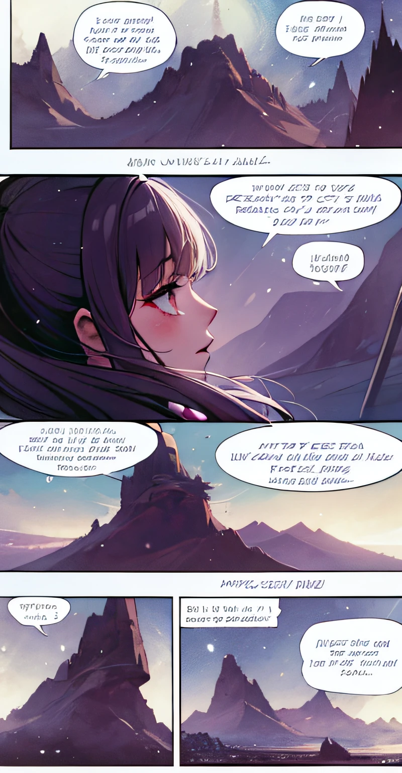 original story, High quality, comic page, Anime girl,,Dynamic Angle (Comic layout,Voice balloons,English text)