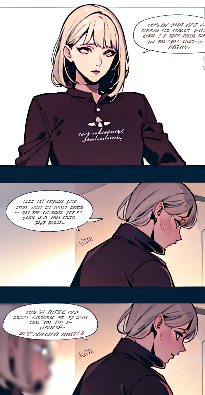 original story, High quality, comic page, Anime girl,,Dynamic Angle (Comic layout,Voice balloons,English text)