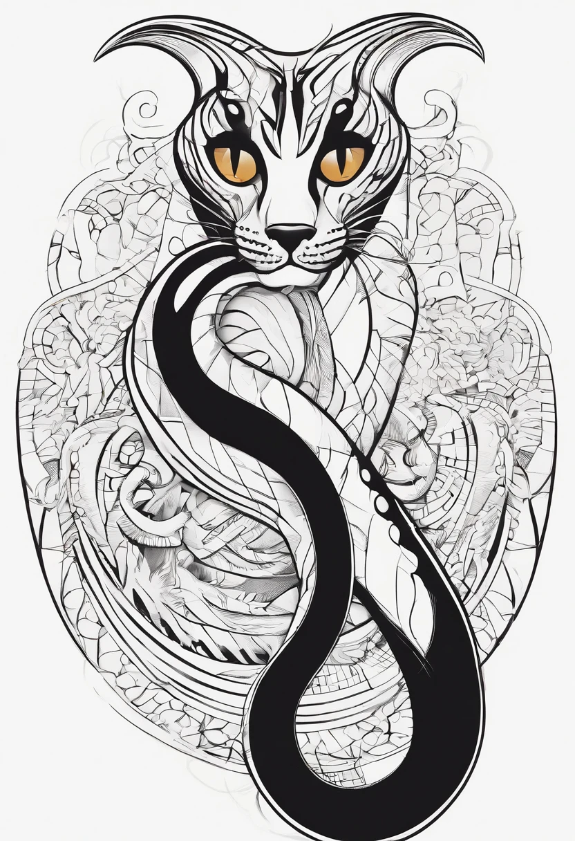 Snake tattoo on the body of a cat