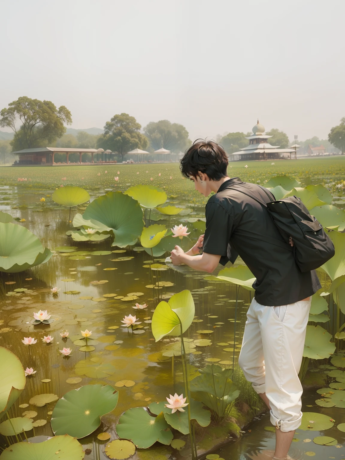 Lotus and boy