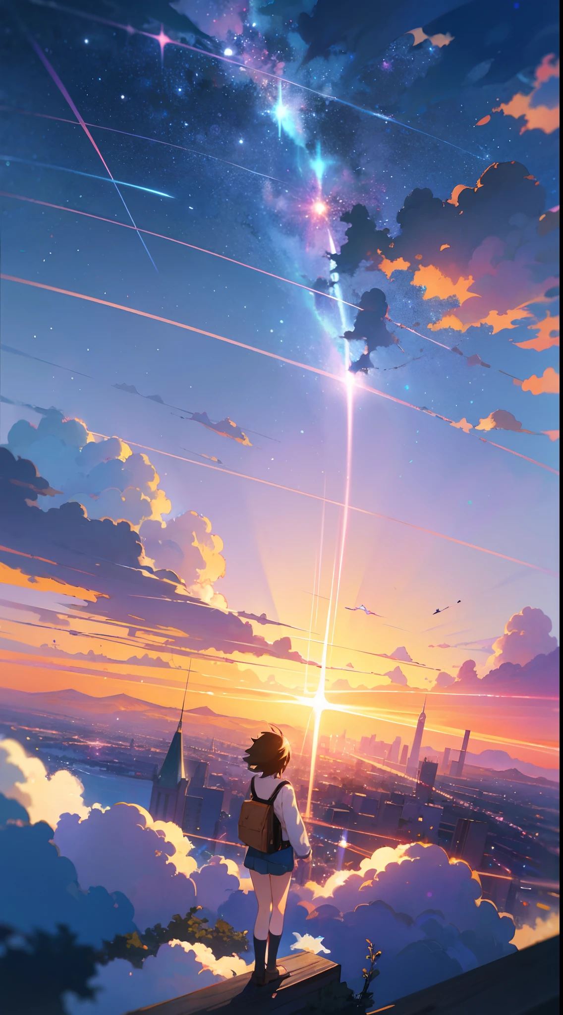 anime anime wallpapers with a view of the sky and stars, cosmic skies. by makoto shinkai, anime art wallpaper 4 k, anime art wallpaper 4k, anime art wallpaper 8 k, anime sky, amazing wallpaper, anime wallpaper 4 k, anime wallpaper 4k, 4k anime wallpaper, makoto shinkai cyril rolando, anime background art