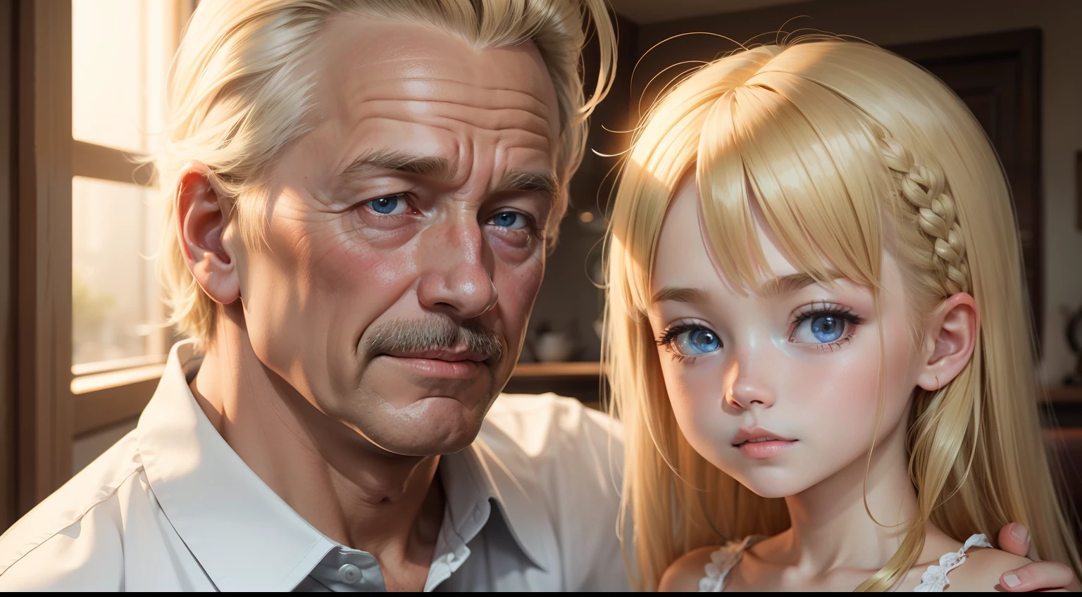 7 ******** blonde hair, with her father