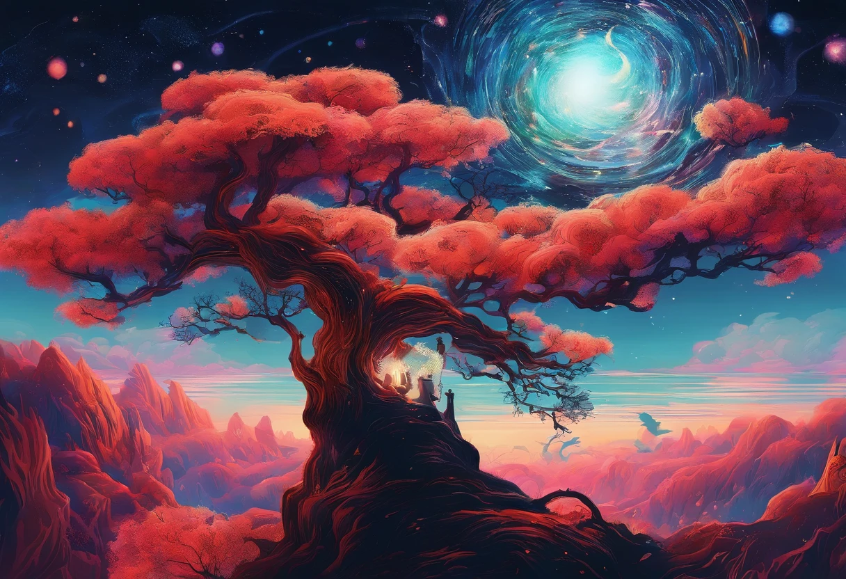 (Tang Feng),(A cliff illuminated by a huge moon),A poet standing on the edge of a cliff,Dark blue fluorescence,Drinking alcohol to the month,Ultra-long-range viewing angle,Late night background,Quiet