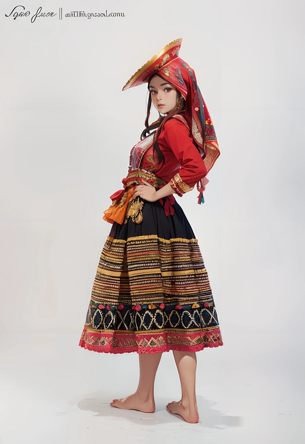 Arafed Mujer con un vestido tradicional y sombrero posa para una foto, Traje tradicional, Ropa tradicional, Vestimenta tradicional, authentic costume, Vestimenta tradicional, Traje nacional ucraniano, con un elegante atuendo tribal, Vestido IDIAN, Llevar un atuendo adornado, Belleza tradicional, Traje tradicional de tai, Traje ruso, tradicional, Ropa nacional ucraniana, Ropa rusa, wearing authentic attire, Ropa tribal