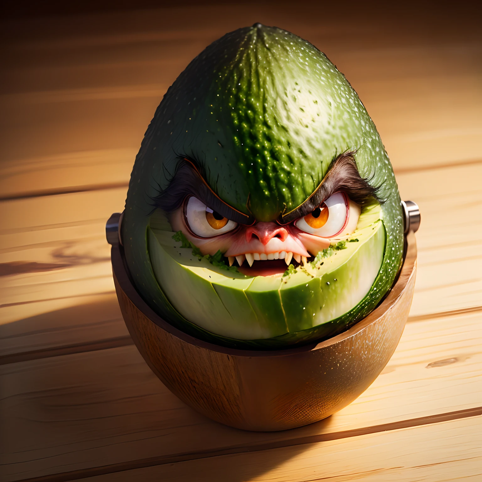avocado realistic angry