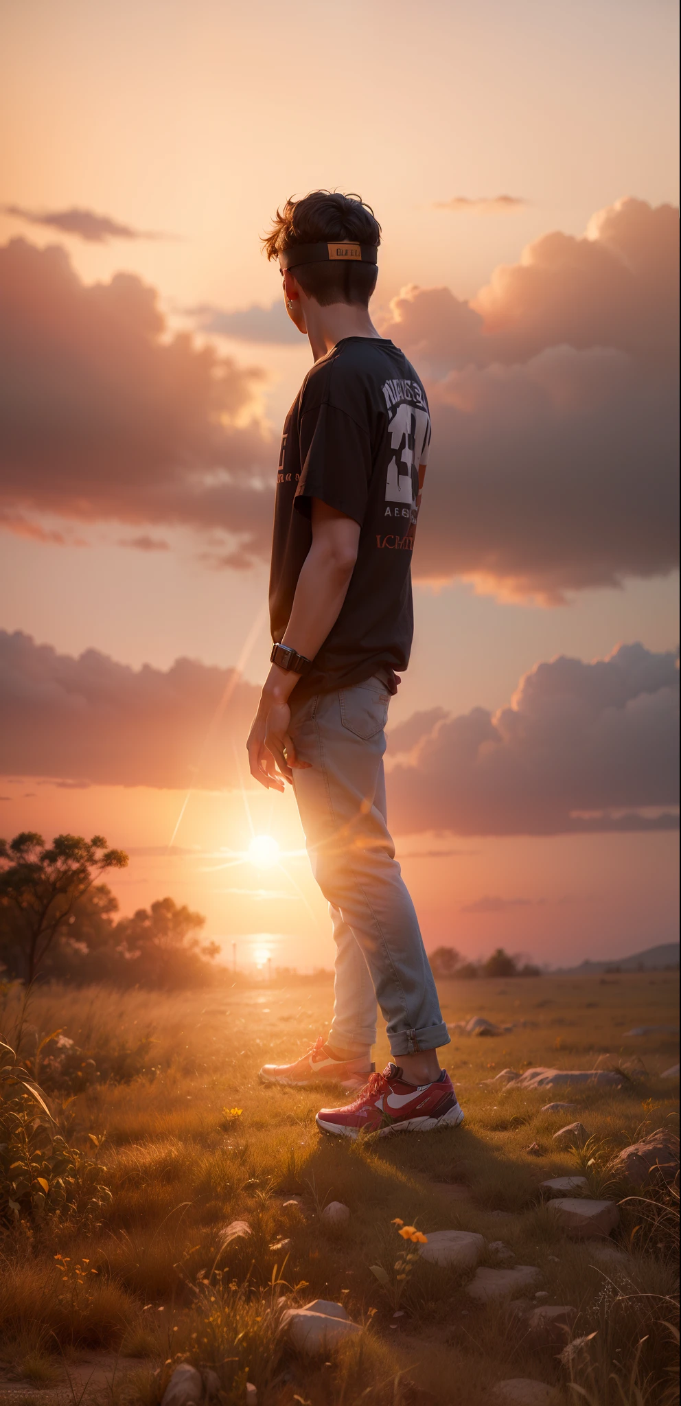 Change background sunset realistic face ager boy