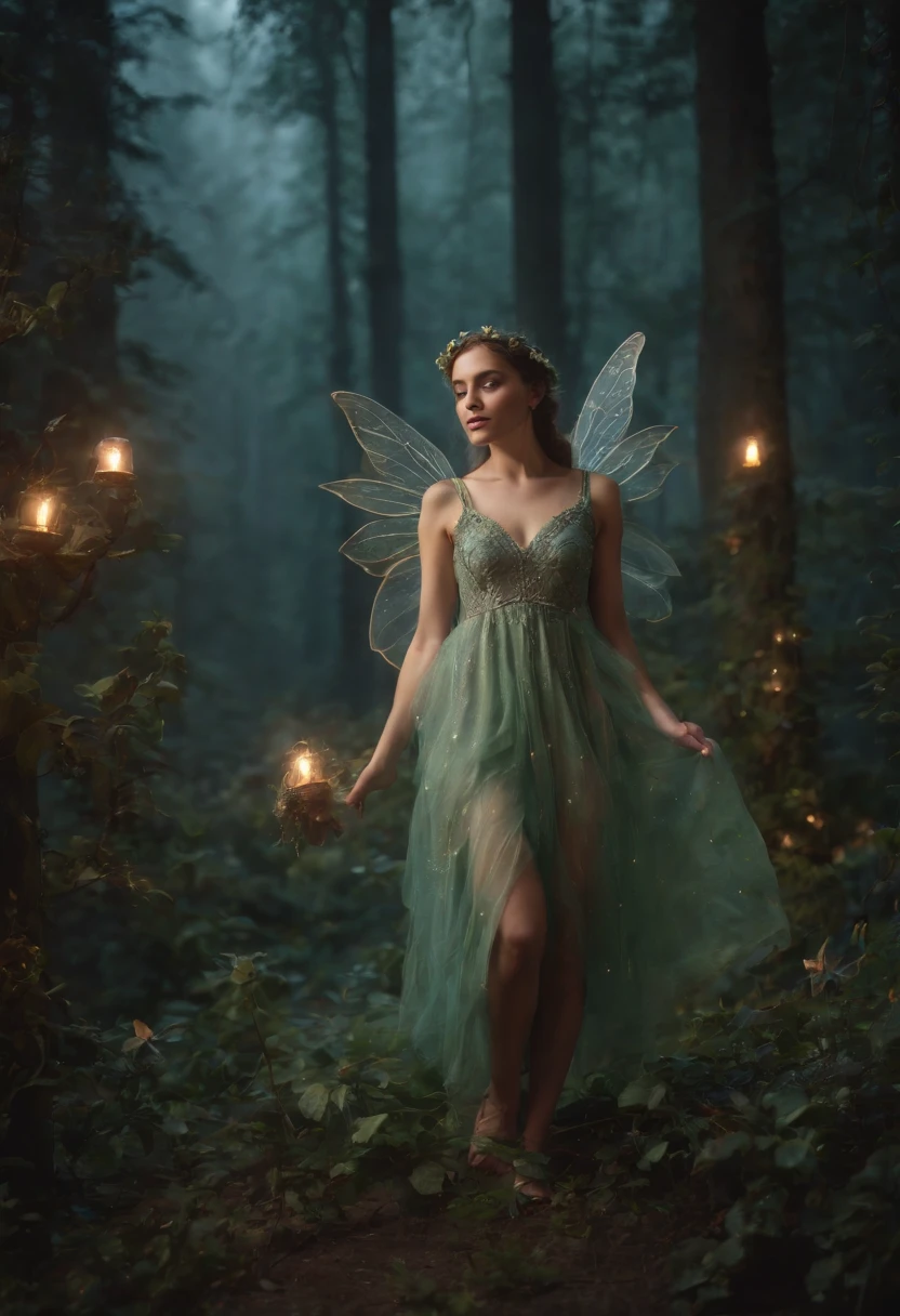 6 year oids dressed as fairies,nighttime,nature,moonlight 8K, detailed matte painting, deep color, fantastical, intricate detail, splash screen, complementary colors, fantasy concept art, 8k resolution trending on Artstation Unreal Engine 5,medium shot