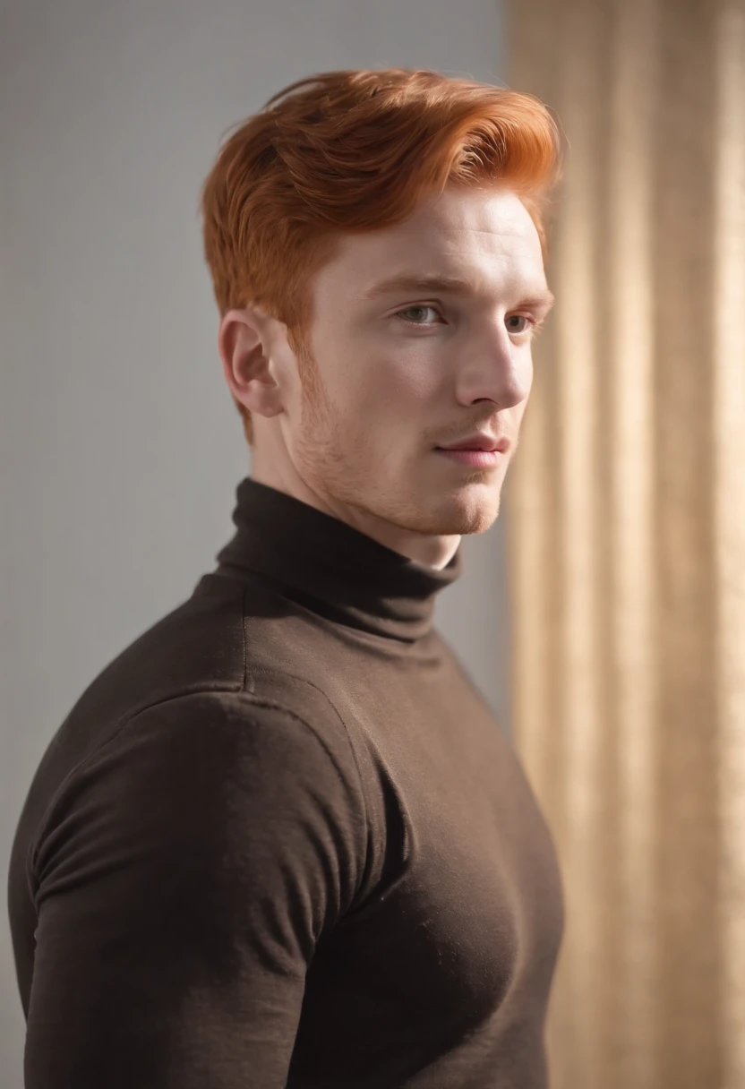 A close up of a man with a red hair and a turtle neck - SeaArt AI