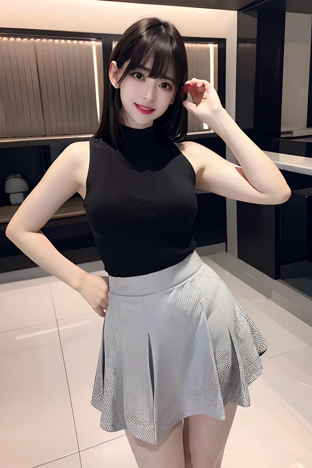 Shiny tight skirt、Turn up your skirt、Long body、A slender、Inside the city、adult woman、adult lady、skin-tight、raise her legs