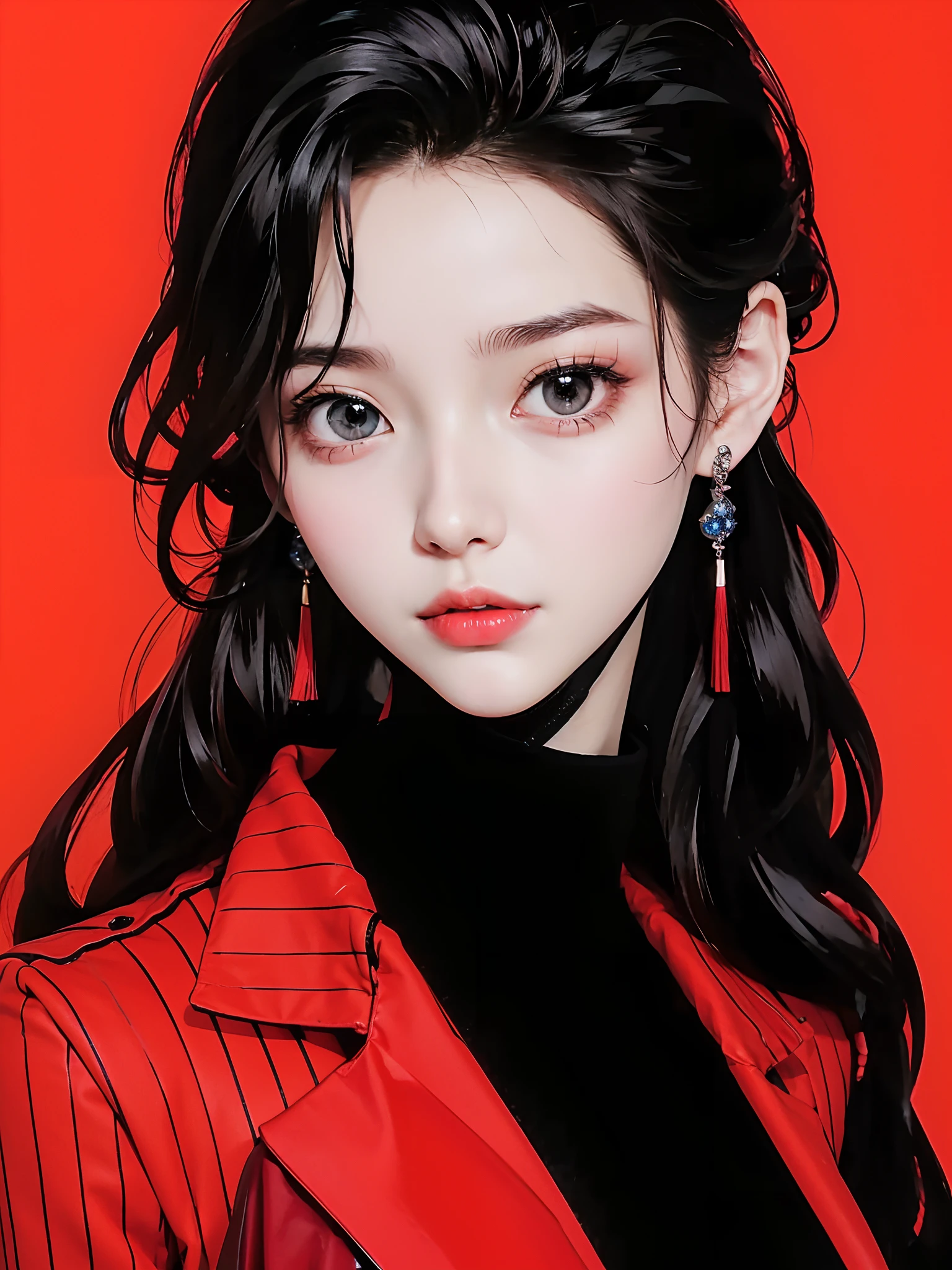 photorealestic,Delicate facial features,The skin texture is clear,The texture of the clothes is real