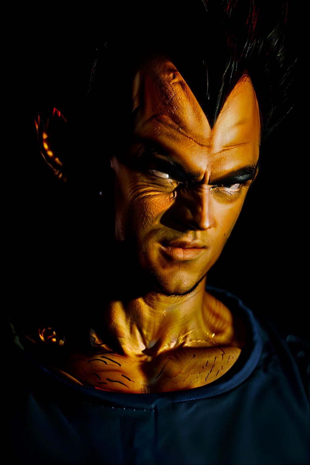 Real, photoreal, cinematic, vegeta, portrait