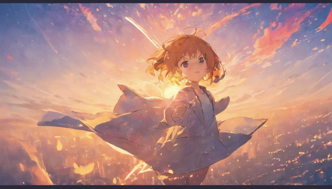There is a poster,There is a photo of an airplane flying in the sky, Poster art by Sekka Uesaka, Pisif, conceptual art, 🪔 🎨;🌞🌄, poster for ; Summer, Middle metaverse, Looking at the sky, poster for, Poster illustration, 千 葉 雄 大, Summer sky