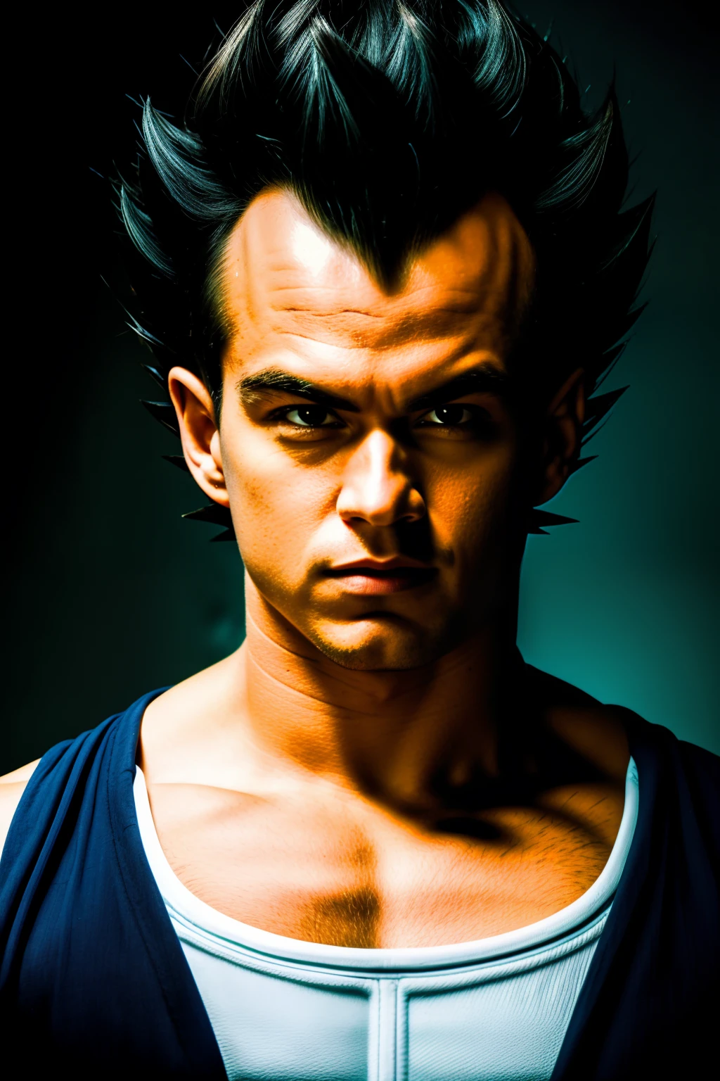 Real, photoreal, cinematic, vegeta, portrait