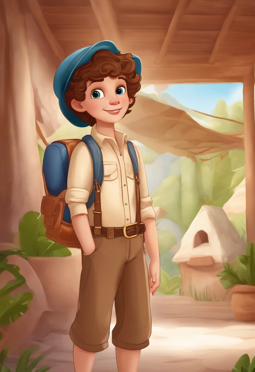 names: George
description:
George is a cool -yead boyurly brown hair and crystal green eyes. He is a fearless adventurer,Always ready to explore new places,Discover exciting things.
suits:
George wears an adventurous outfit,Includes a pink short-sleeved shirt,There are purple polka dot details on it, Team it with brown trousers and medium boots. She also wears a brown explorer hat,A blue ribbon is tied on it。, Perfect to complement your adventure look.
Fundo:
These images show George in its entirety, Highlight his lively and adventurous expression. Create contrast, background is white, Make George stand out,Convey a sense of freedom and open space for his adventures.
