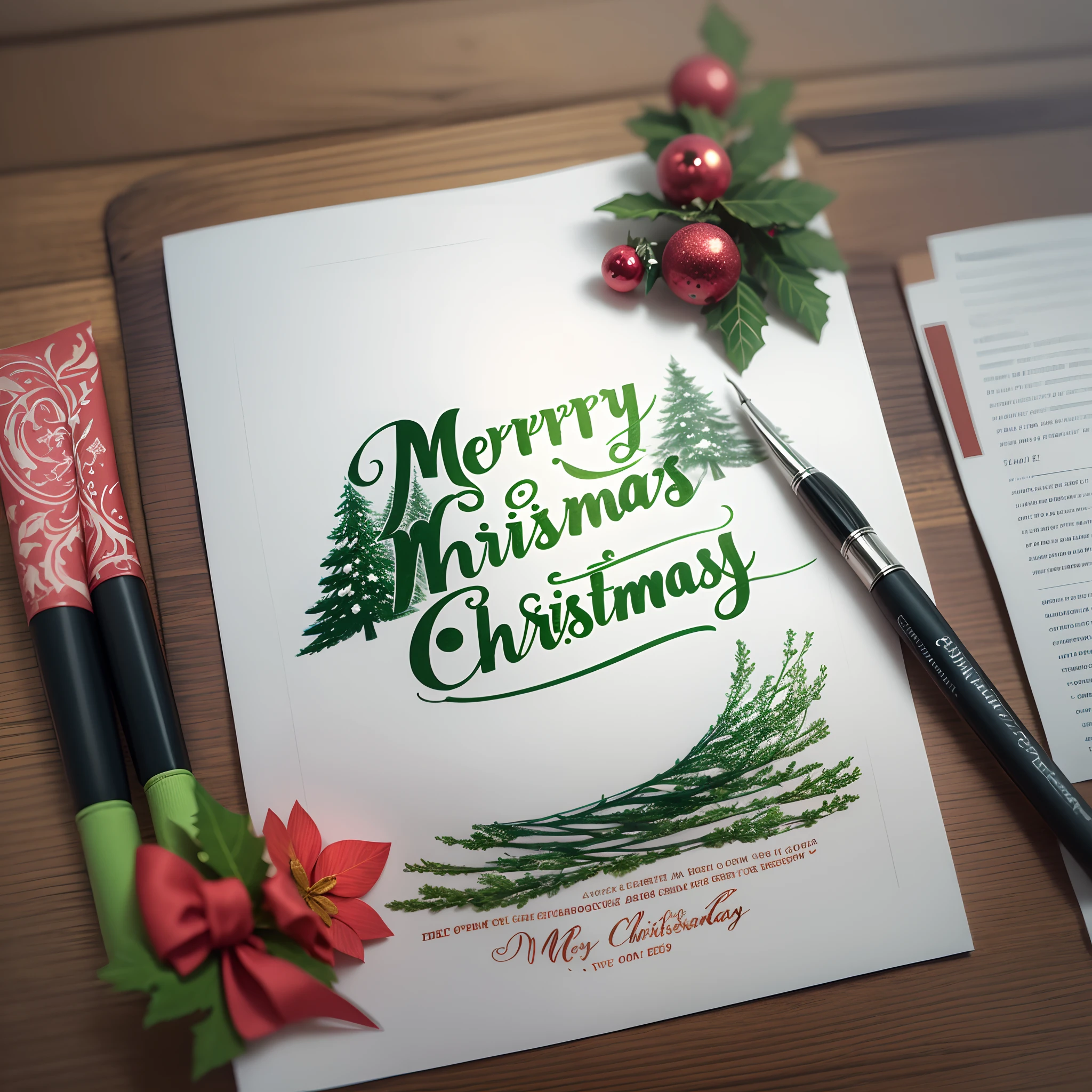 Merry Christmas Calligraphic Lettering --auto --s2