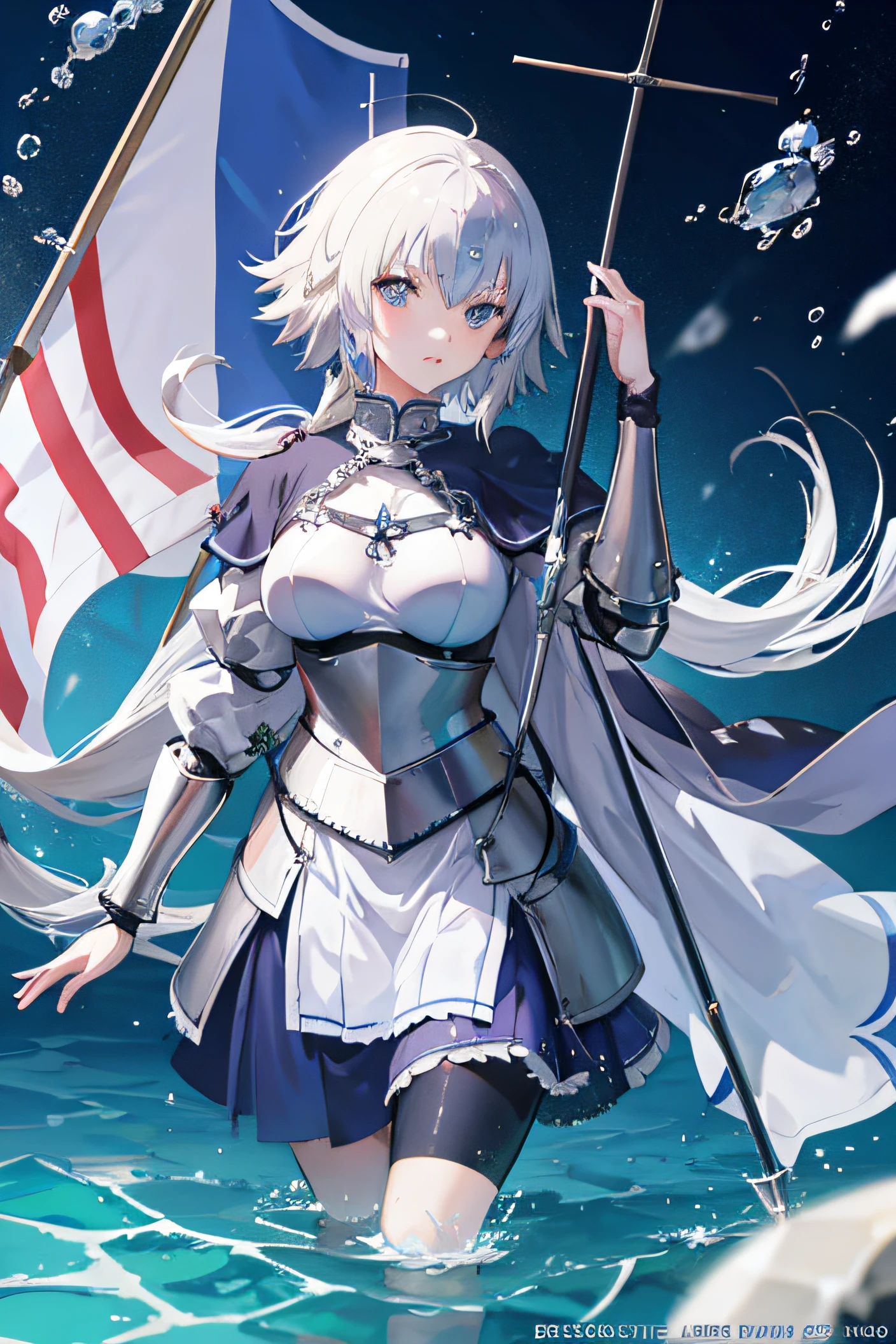jeanne d'arc Girl with a flag ocean floor 城市 Under Water Anime 2.5d 2d