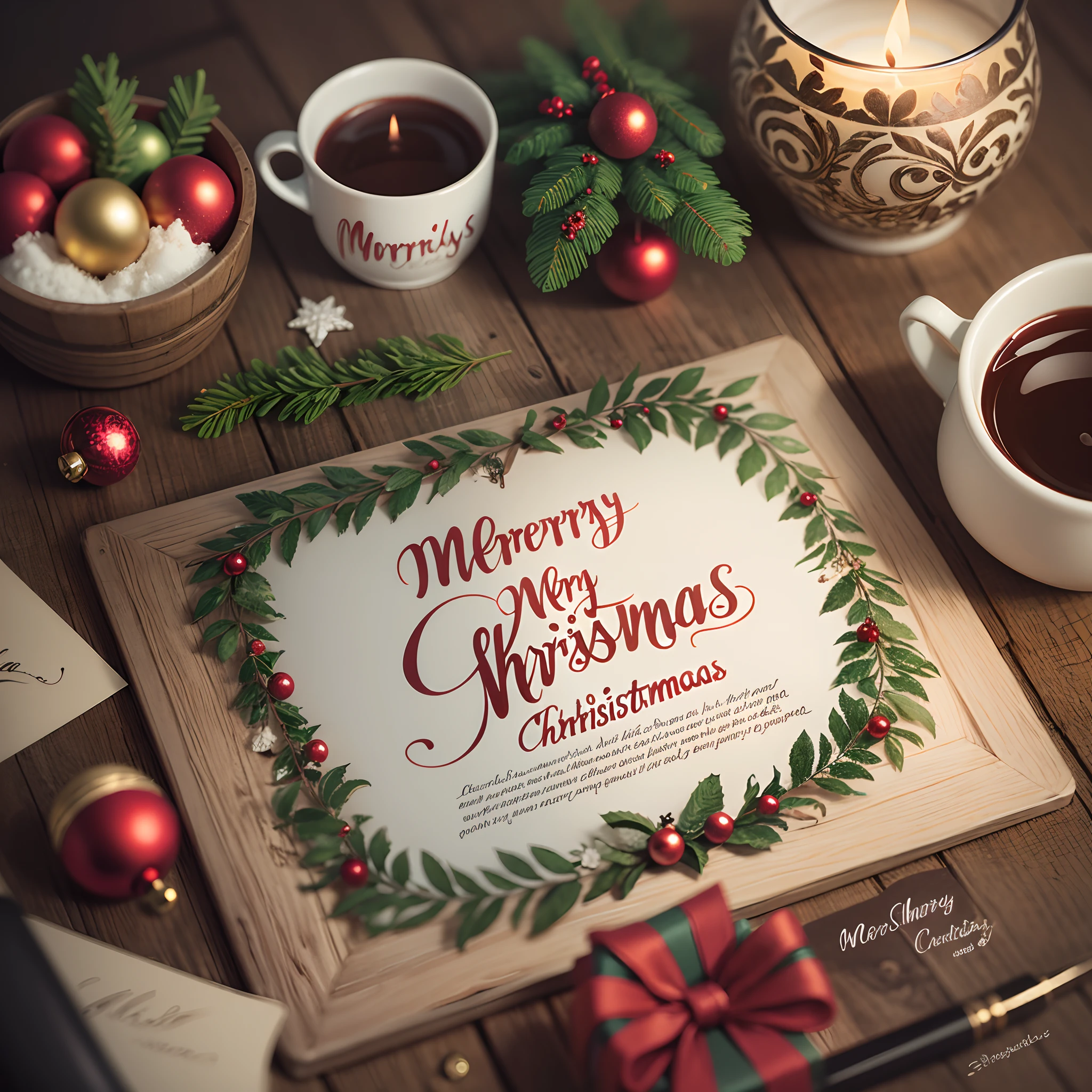 Merry Christmas Calligraphic Lettering --auto --s2