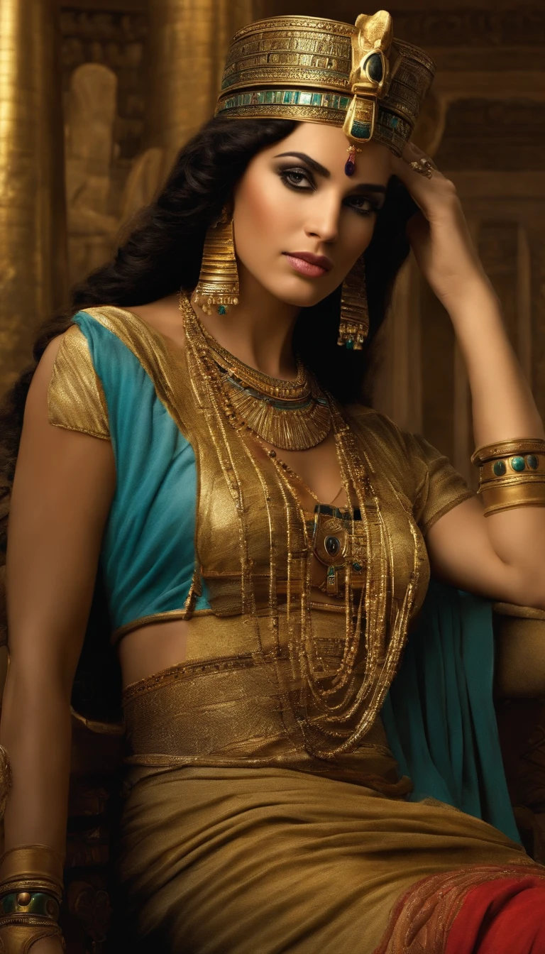 Create an image of Cleopatra as a young princess of Ancient Egypt, destacando sua beleza e origens reais