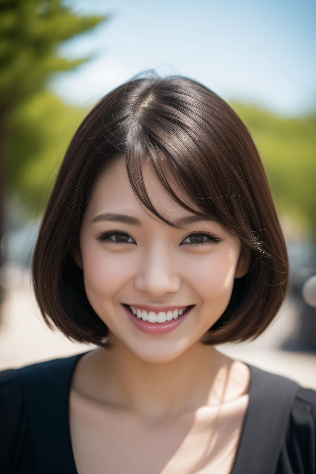 black hair, hair bobbles, longeyelashes, solid circle eyes, light smile, mole under eye, heart-shaped pupils, longeyelashes, Surrealism, drop shadow, anaglyph, stereogram, tachi-e, pov, atmospheric perspective, depth of field, first-person view, bokeh, f/1.8, 8k, super detail, ccurate, best quality, best quality, high quality, high details, super detail,bikini,smile,large breasts,cowboy shot,