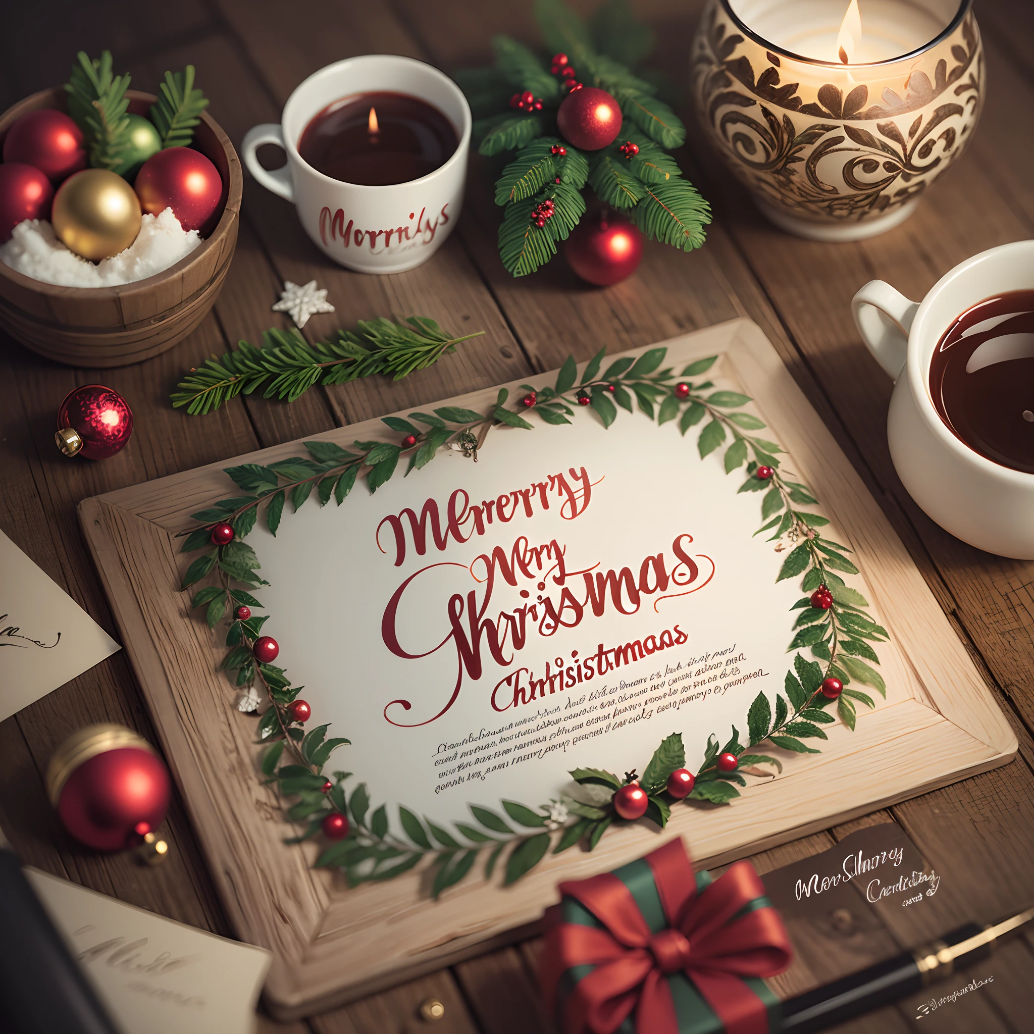 Merry Christmas Calligraphic Lettering --auto --s2