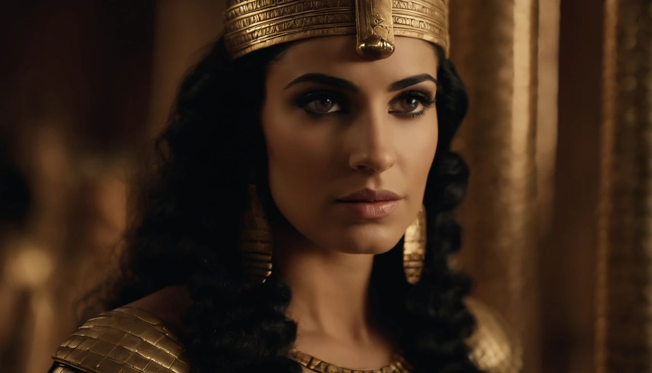 Create an image of Cleopatra as a young princess of Ancient Egypt,atraente e bela, destacando sua beleza e origens reais