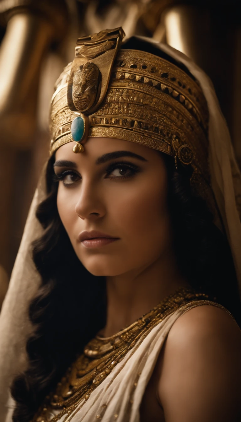 Create an image of Cleopatra as a young princess of Ancient Egypt,atraente e bela,destacando sua beleza e origens reais