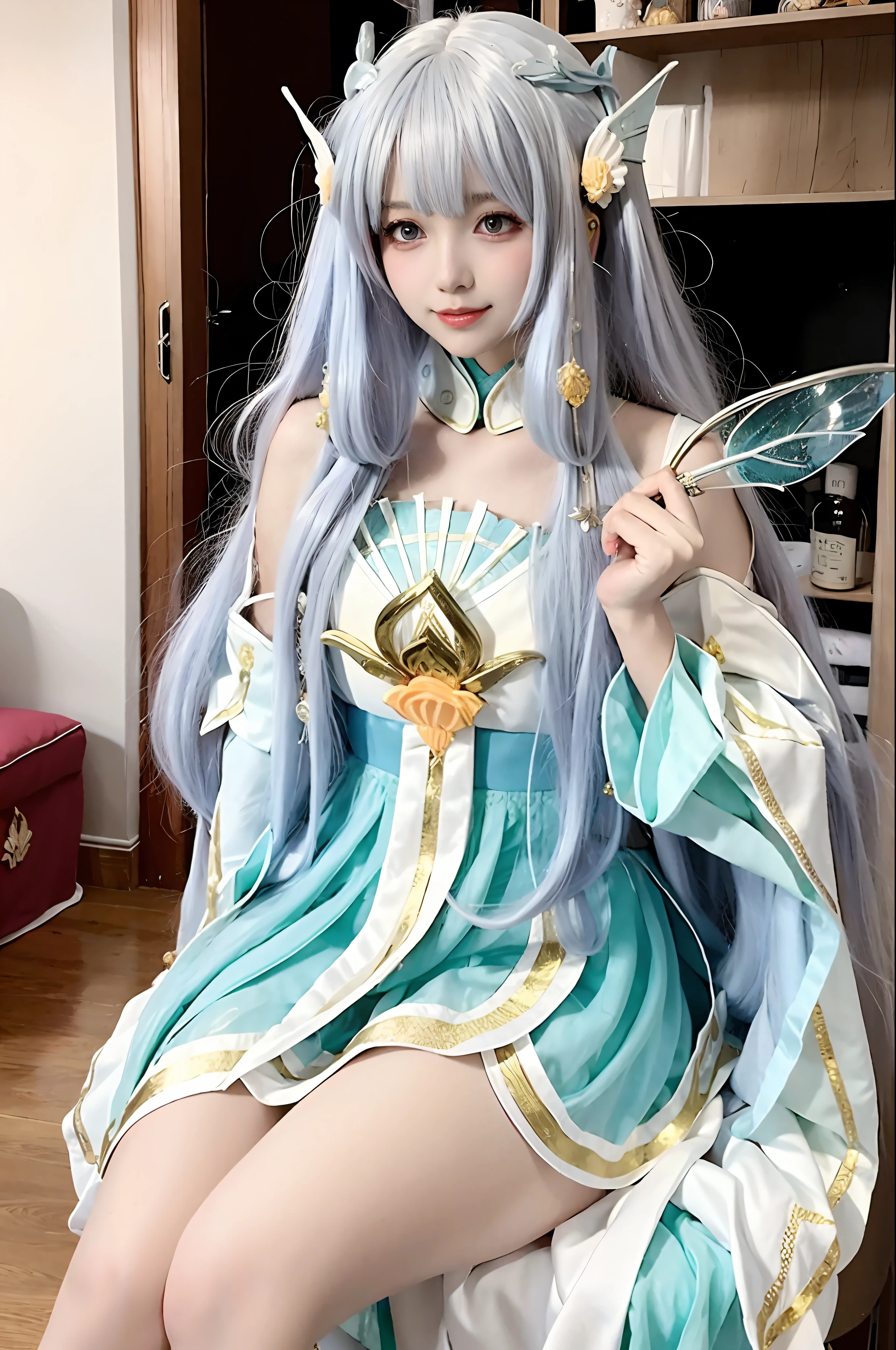 whaite hair，period costume，Royal Sister，Master，Sword Fairy，Ancient wind，Colorful manga style