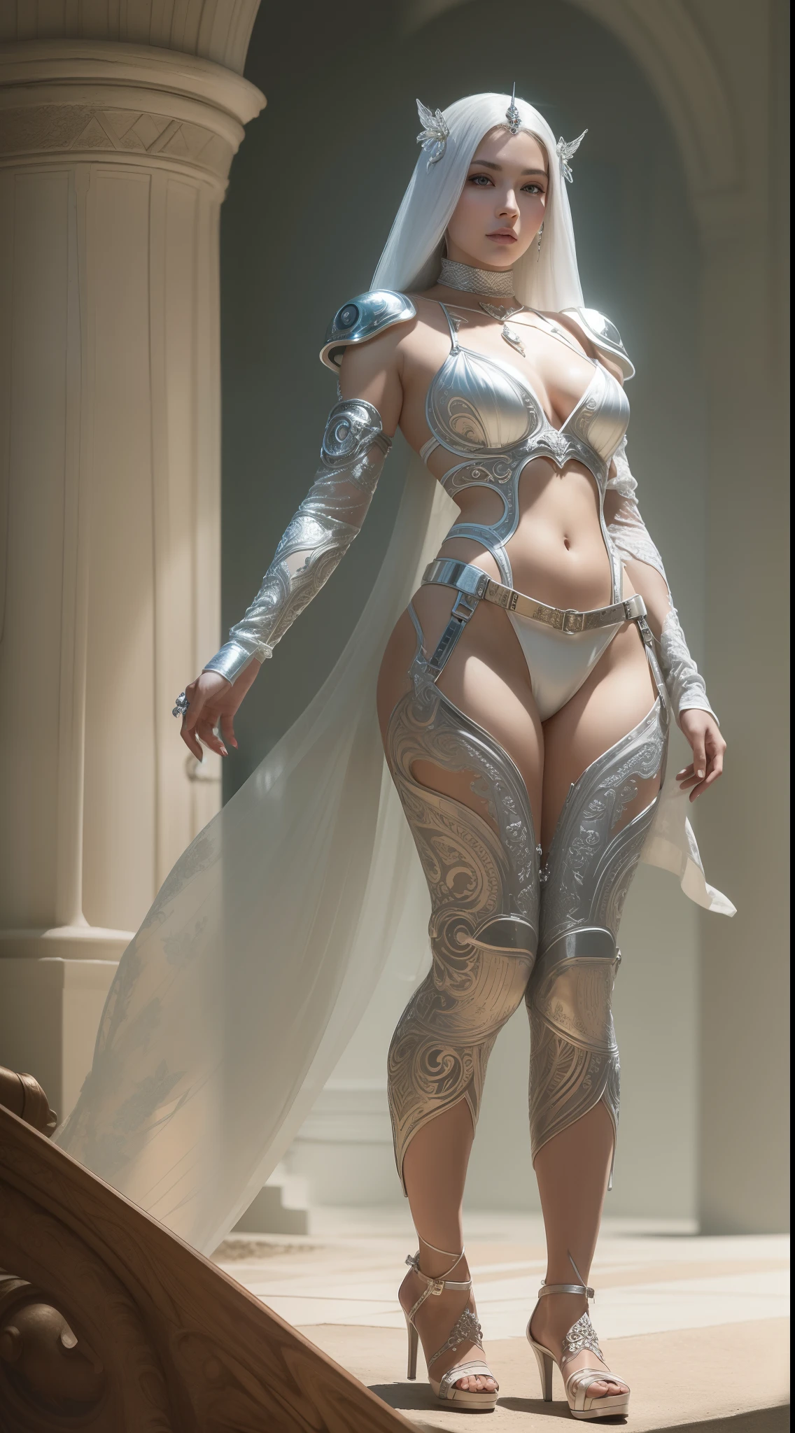 Organic cyborgs， white plastic， diffuselighting， fanciful， iintricate， ellegance， highly  detailed， realisticlying， realisticlying， digitial painting， art  stations， illustratio， concept-art， smoothness， Sharp focus， The art of John Collier and Albert Obright and Krenz Kusart and Artem Demura，Full body photo