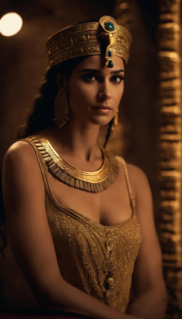 Create an image of Cleopatra as a young princess of Ancient Egypt,destacando sua beleza e origens reais,Uplighting