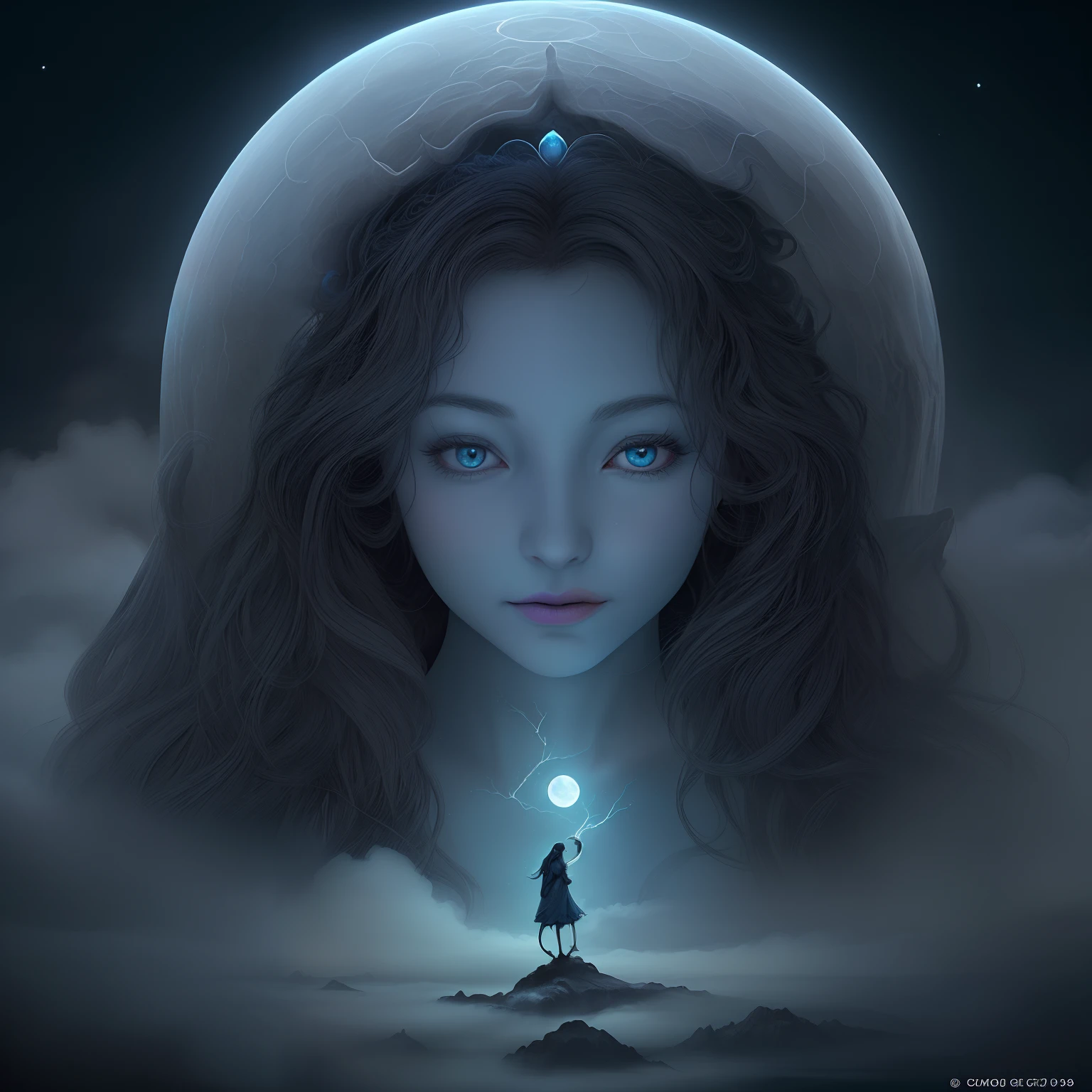 Create a high-resolution hyper-realistic image of a Gentle earth elemental lurking in a Enchanted castle in the clouds . The style should be reminiscent of classic fairytale illustrations with the deep blues and blacks with contrasting moonlight . Use a standard lens to capture the image.   --style raw