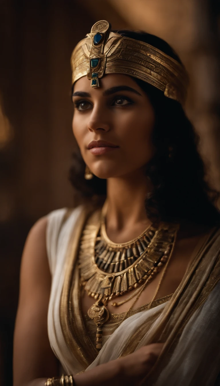 Create an image of Cleopatra as a young princess of Ancient Egypt,peito grande,destacando sua beleza e origens reais