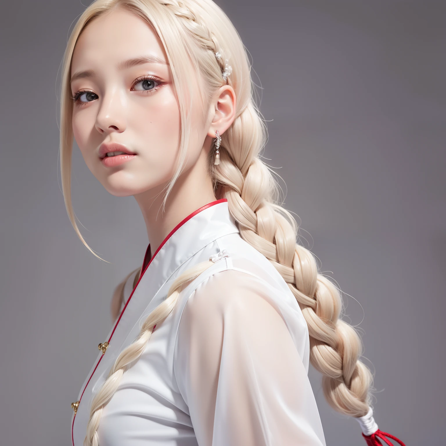 super high image, super detail, super high resolution, female, white glossy side braid hair, beautiful, cute, pretty, Japanese, Chinese, Korean, great proportion, professional lighting