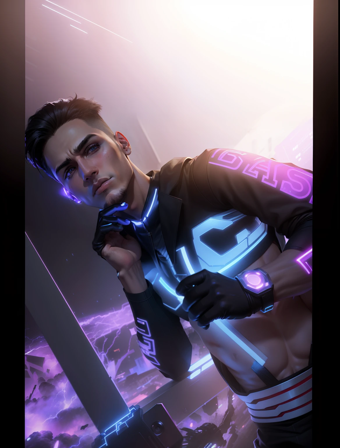 Cyber punk handsome boy ultra realistic