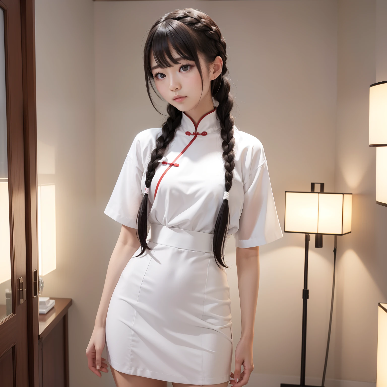 super high image, super detail, super high resolution, female, white glossy side braid hair, beautiful, cute, pretty, Japanese, Chinese, Korean, great proportion, professional lighting