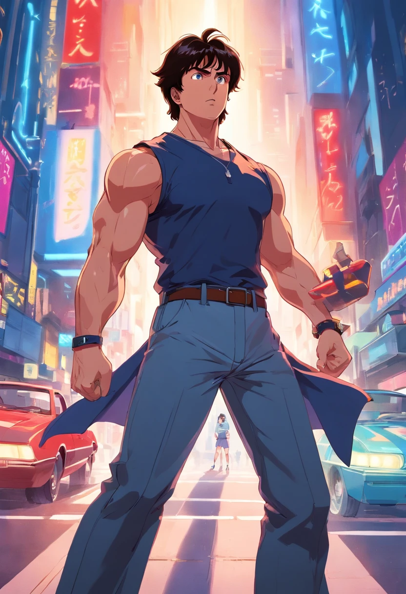 Sylvester Stallone Como Rambo ::Anime style with bright colors, full bodyesbian ::n_Bad Eye Style, transformational