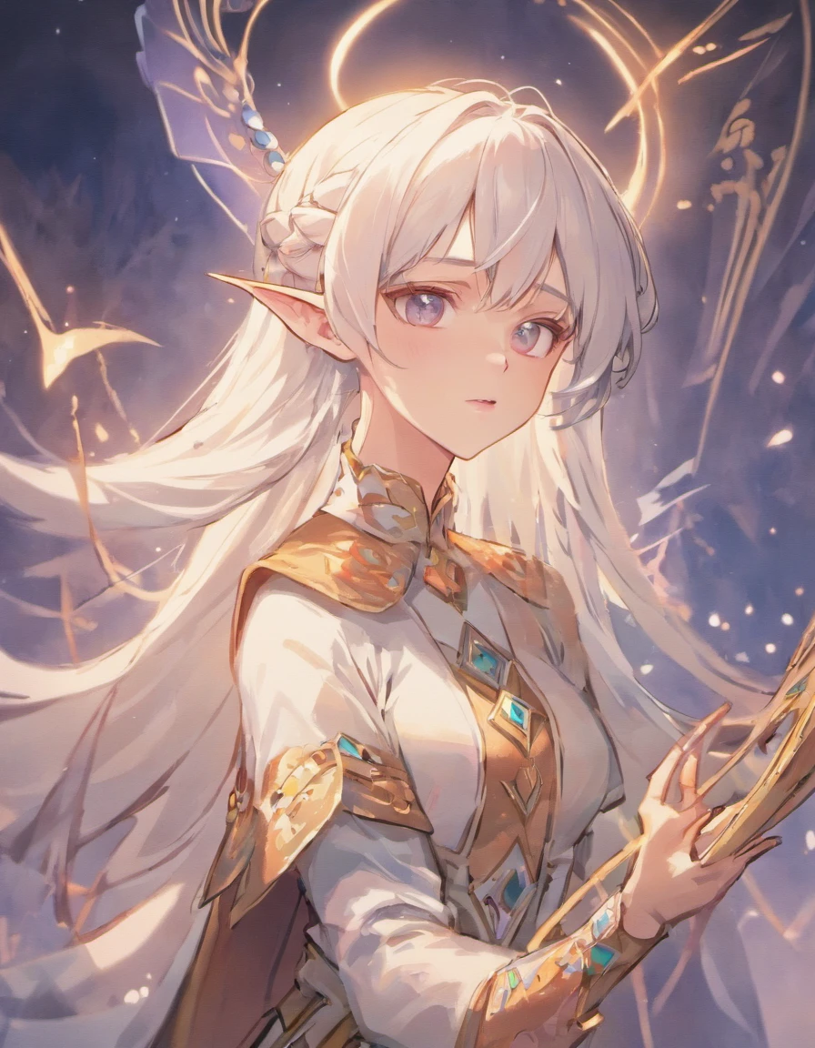 Elf femboy, white hair, femminine,