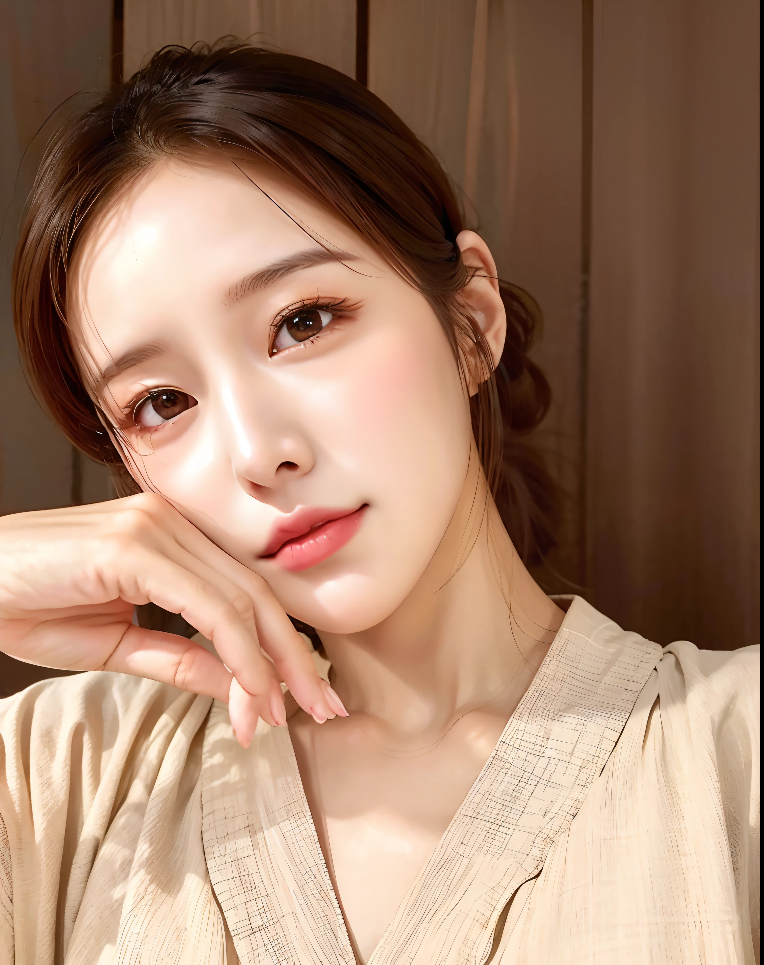 Alafed woman in tanned shirt posing for photo, dilraba dilmurat, the face of a beautiful Japanese girl, beautiful Korean women, cute - fine - face, sakimichan, Beautiful young Korean woman, 奈良美智, Gorgeous young Korean woman, female actress from korea, Young adorable Korean face