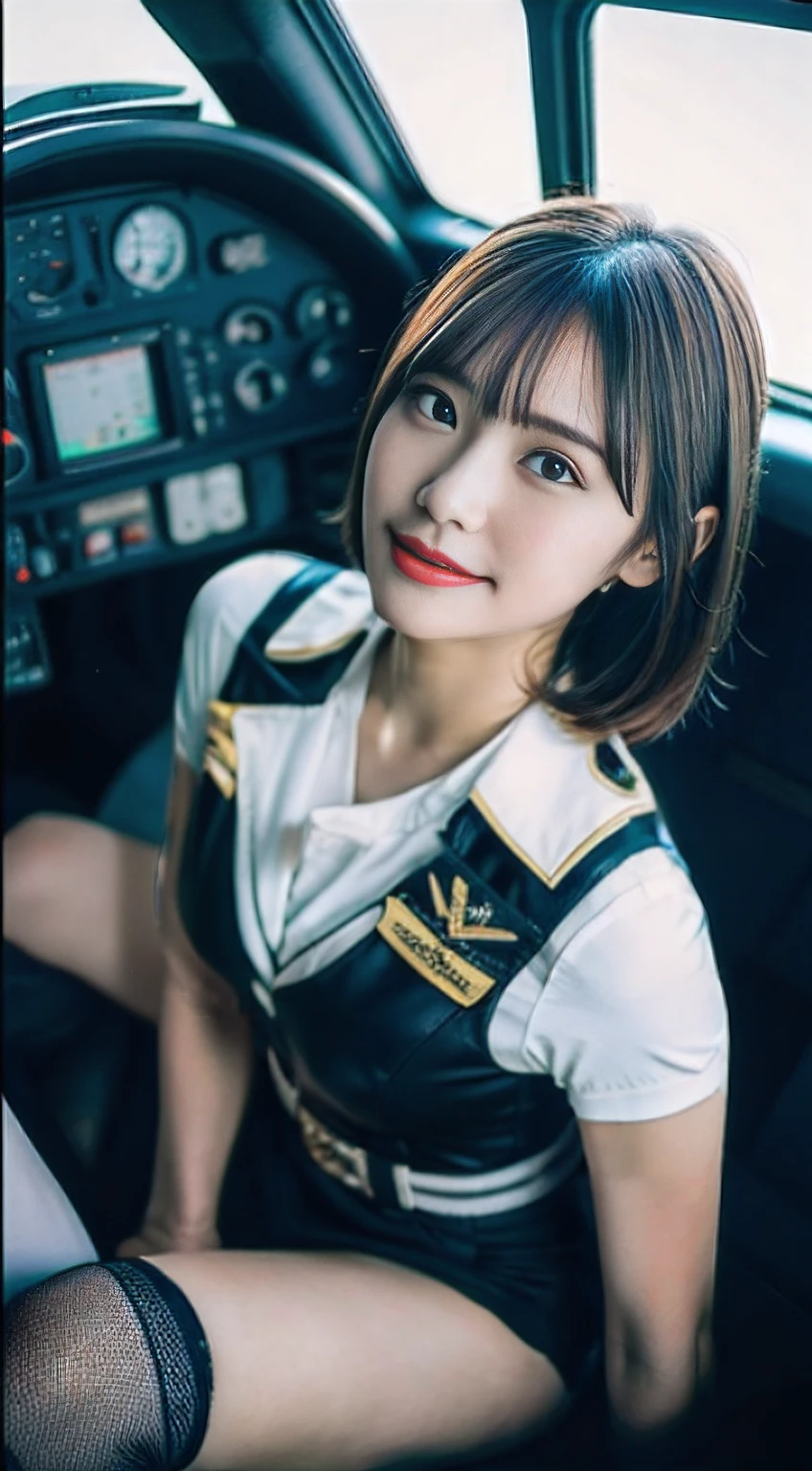Sexy Pilot, Sexy tight uniform, Short sleeve, Short skirt