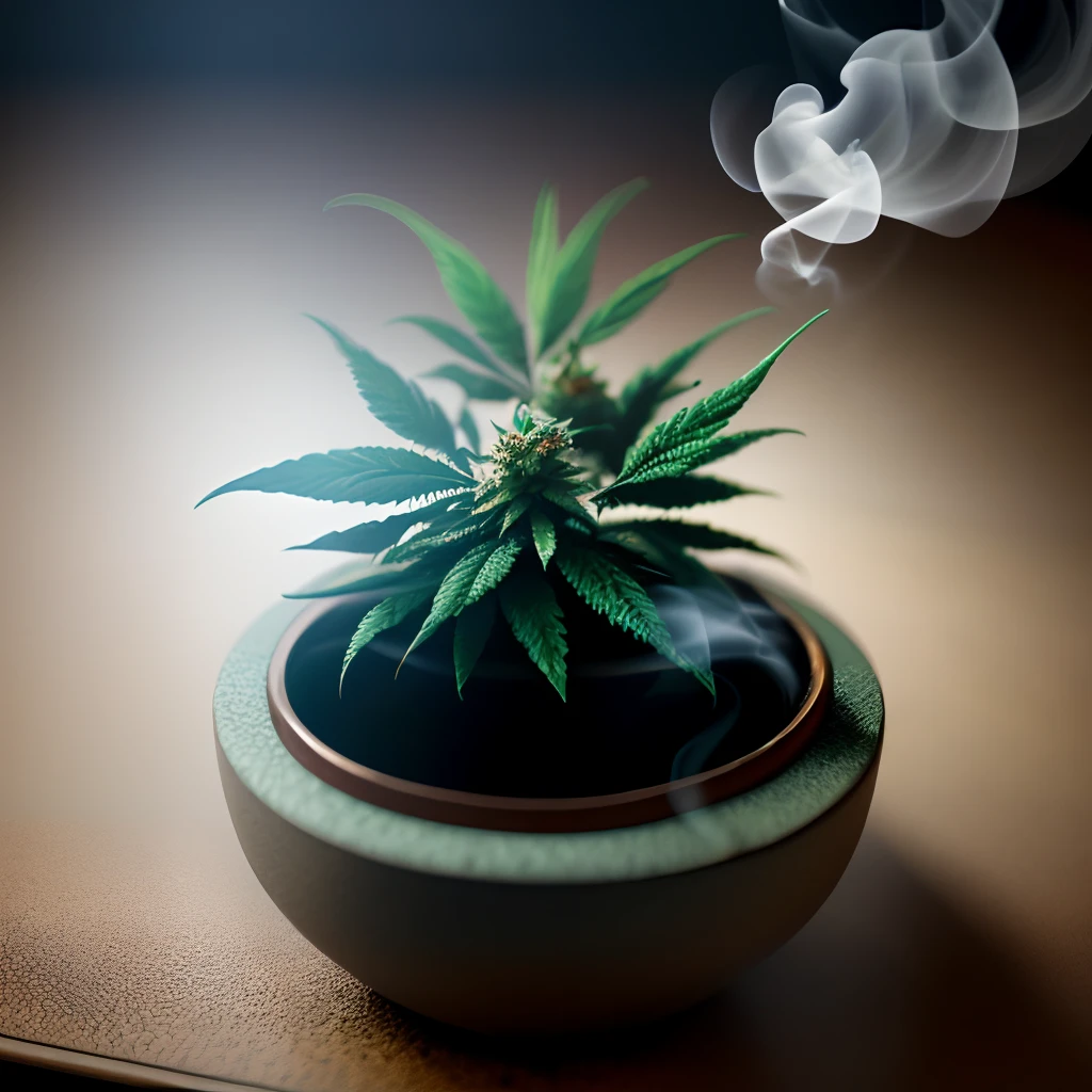 Marijuana posing in ashtray leaving smoke High definition,Alto detalle ,anuncio publicitario para revista cannabis