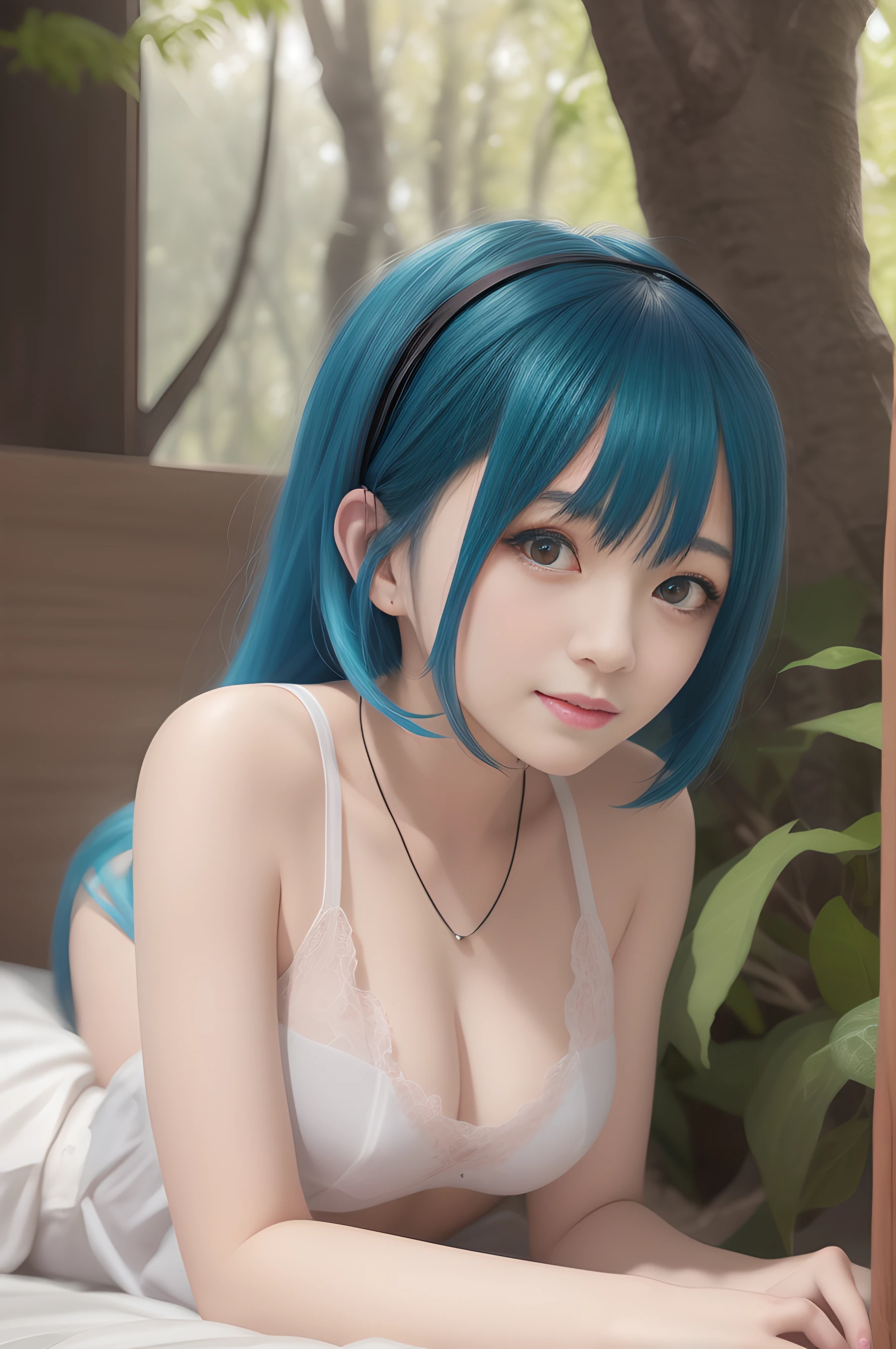 Blue haired anime girl lying on bed in white shirt, Mikudayo, Hatsune Miku, Top Rated on pixiv, Seductive Anime Girl, popular on pixiv, hatsune miku portrait, Portrait of Hatsune Miku, pixiv, nightcore, VOCALOID, In pixiv, trending in pixiv, Alafed woman in hat sitting on tree trunk, soft portrait shot 8 k, gorgeous jungle ranger, 8k artgerm bokeh, shot with Canon EOS R 5, photographed in a Canon EOS R5, looking majestic in forest, ig model | ArtGerm, forest hunter lady, Beautiful girl model, portrait shot 8 k, portrait shot