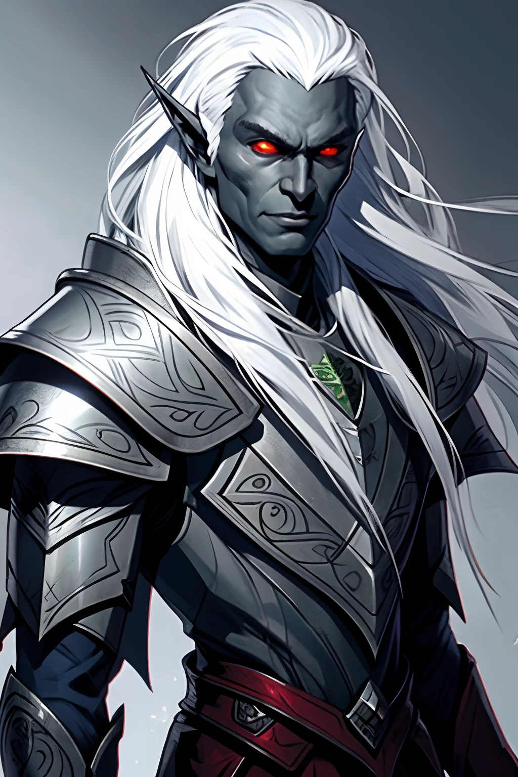 A close up of a man with white hair and red eyes - SeaArt AI